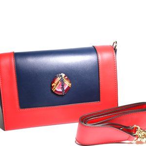 Leather Shoulder bag Genuine NEW Red and Blue Leather by Patricia Adelson
